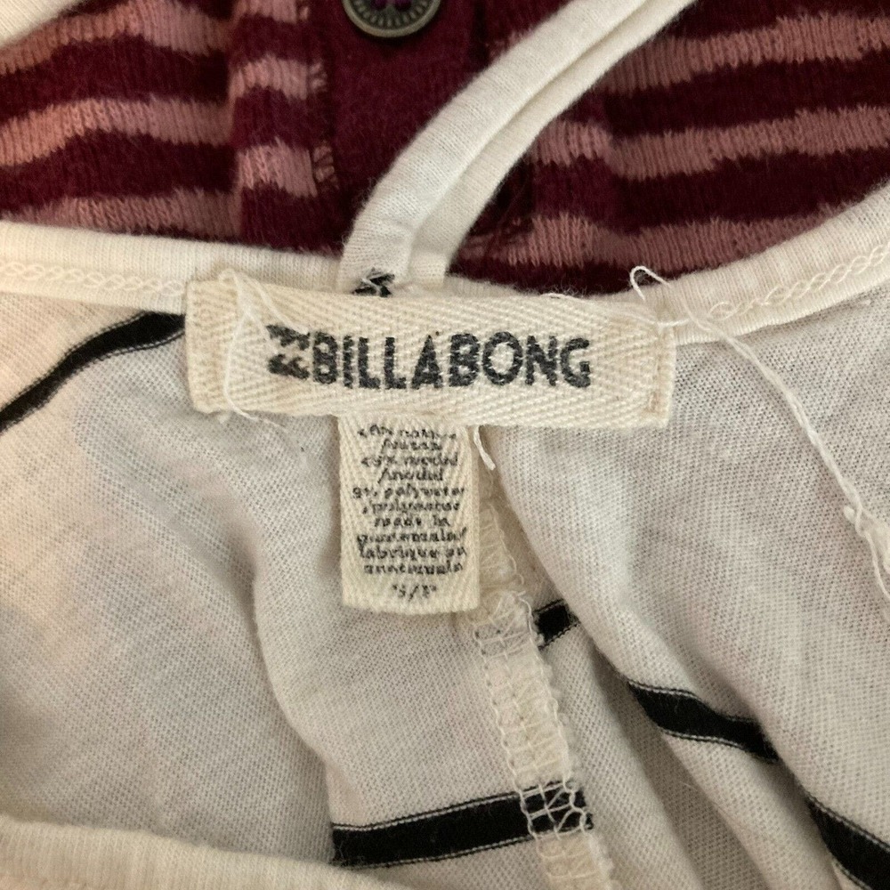 Billabong Dress Womens Sz S White Striped Knit‎ T-shirt Mini Cutout Back - Picture 5 of 9